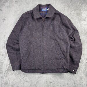 Vintage Pendleton Bomber Jacket Virgin Wool Plaid Lined USA Mens Brown Full Zip